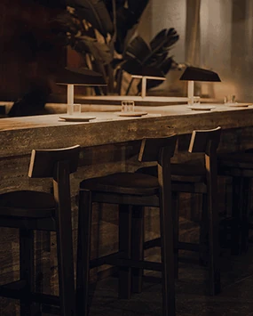 Bar seating detail at Óris